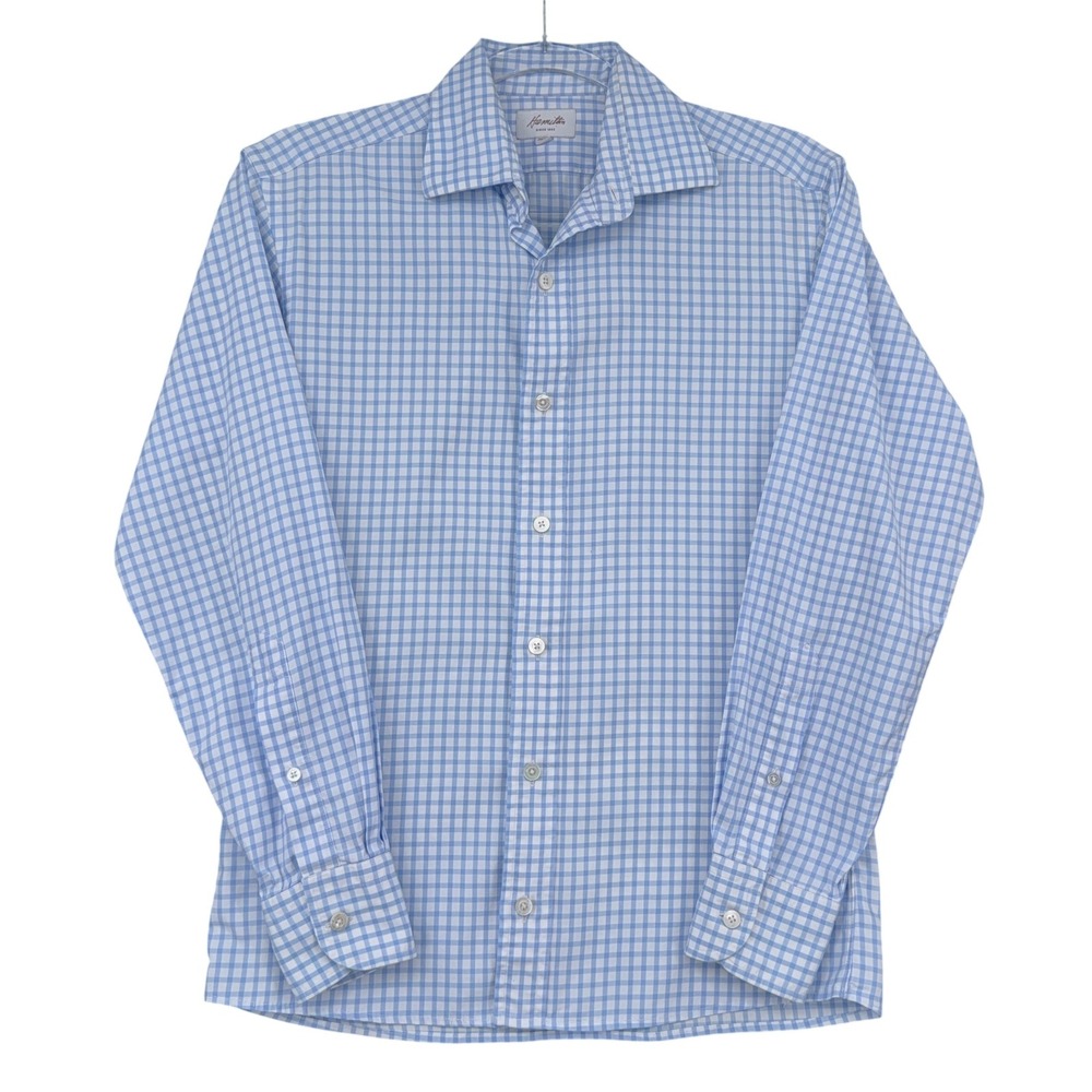 Hamilton Gingham Button Down Mens M Cotton Light Blue Shirt